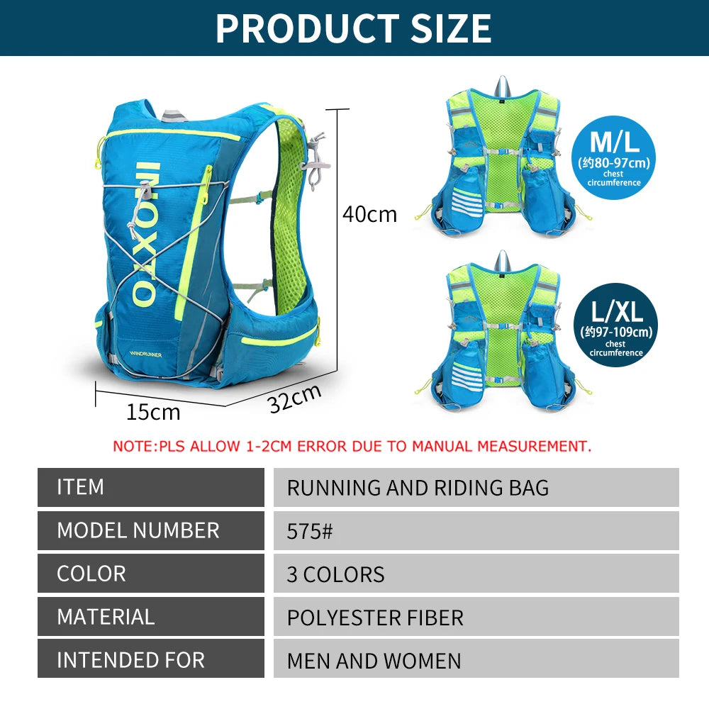 running hydrating vest backpack 8L, cycling hydrating backpack hiking marathon hydrating, with 1.5L water bag 500ml water bottle